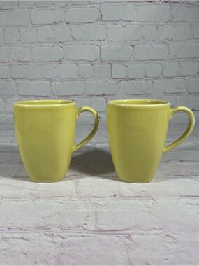 IKEA 365+ Susan Pryke Yellow 10oz Stoneware Mugs Portugal Set of 2